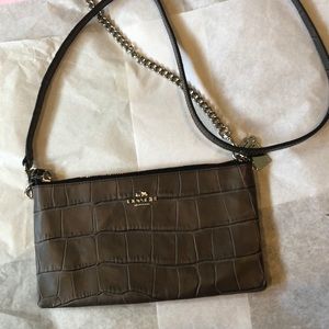 Coach  NWOT  croc embossed leather crossbody/wristlet bag